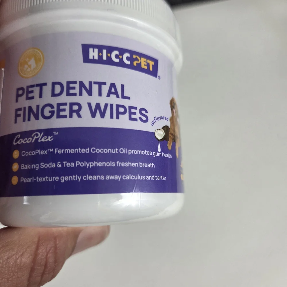 HICC PET Pet Dental Finger Wipes NEW 50 Ct -Unflavored -Cocoplex -For Dogs/Cats